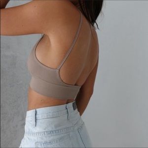 Low Back Bralet Bralette Bra Crop Top Mocha